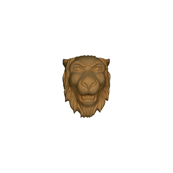 Osborne Wood Products 6 1/4 x 5 x 3 1/2 Small Lion Head Onlay in Rubberwood (pain 891744RW